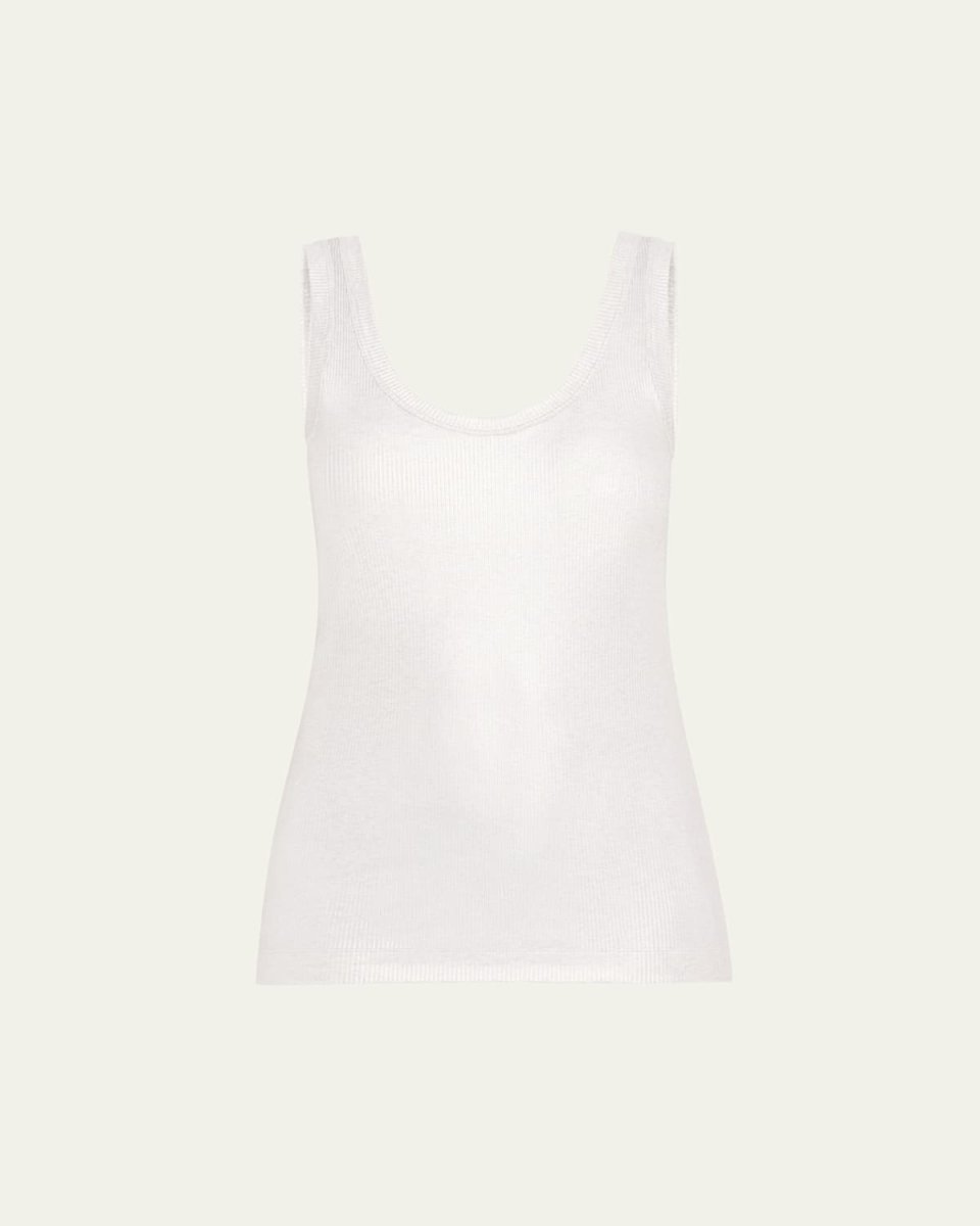 Scoop-Neck Foiled Jersey Ribbed Tank Top